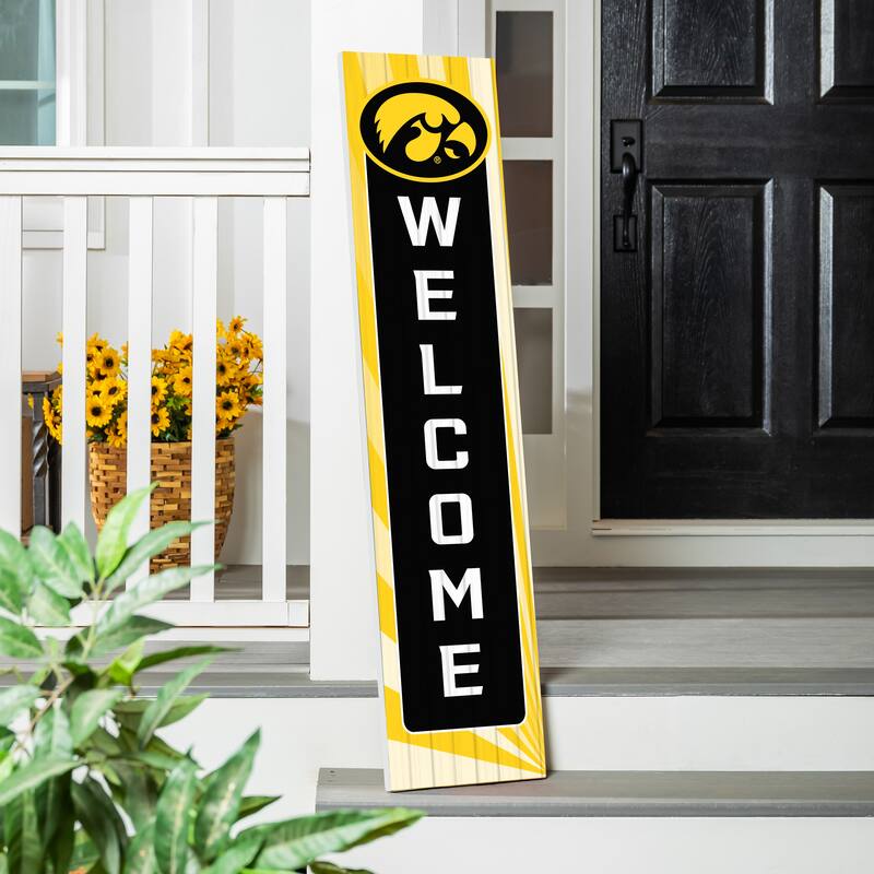 47" Porch Leaner Welcome Wall Sign, University of Iowa - Black