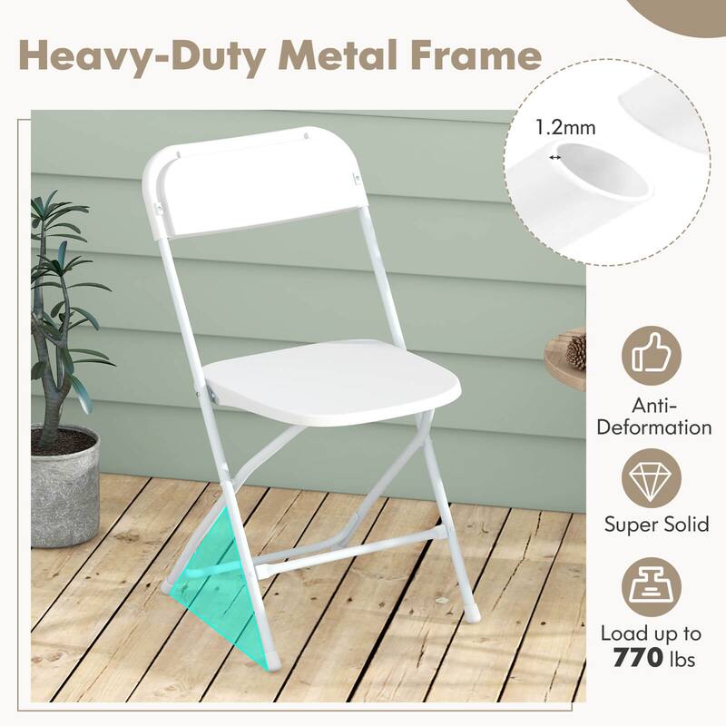 Costway 4/8/12/16/20 Pack Metal Folding Chairs with Plastic Seat &