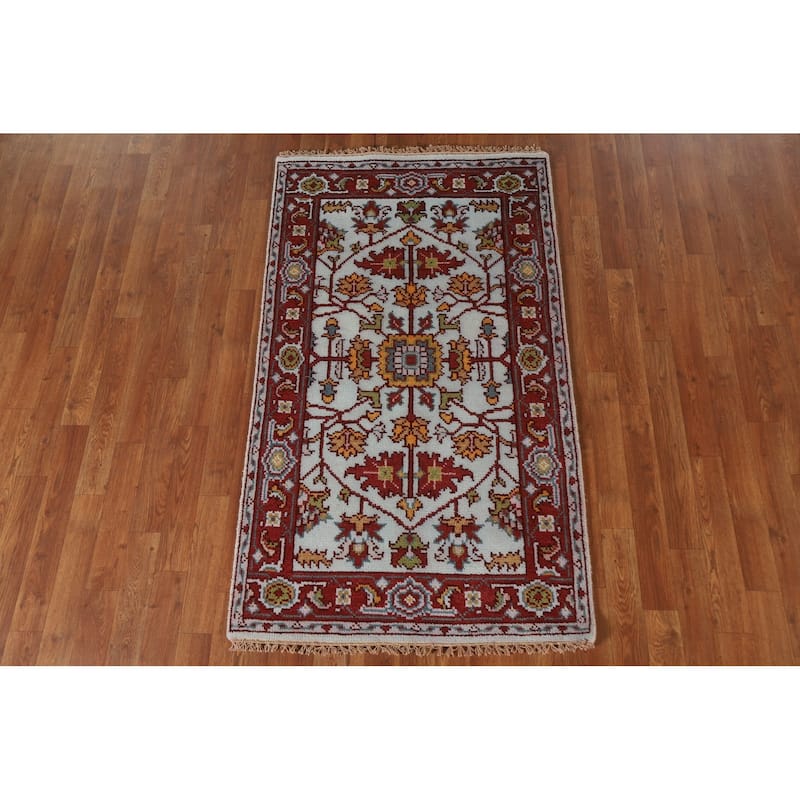 Light Blue Heriz Serapi Indian Rug Handmade Wool Carpet - 2'11"x 5'0"