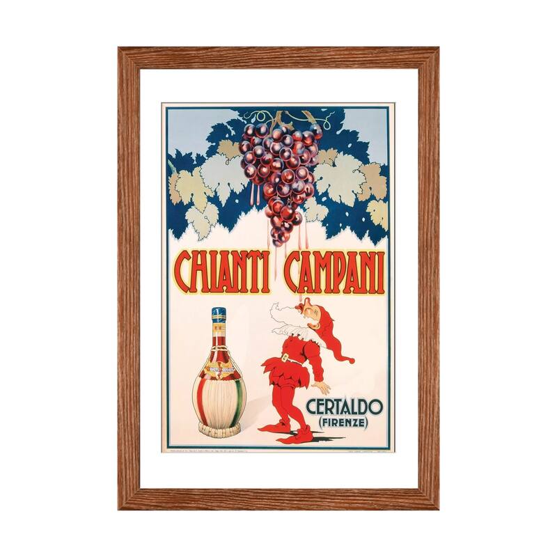 iCanvas "Poster advertising Chianti Campani, printed by Necchi, Milan, 1940 " by Italian School - Walnut - 32x24x1