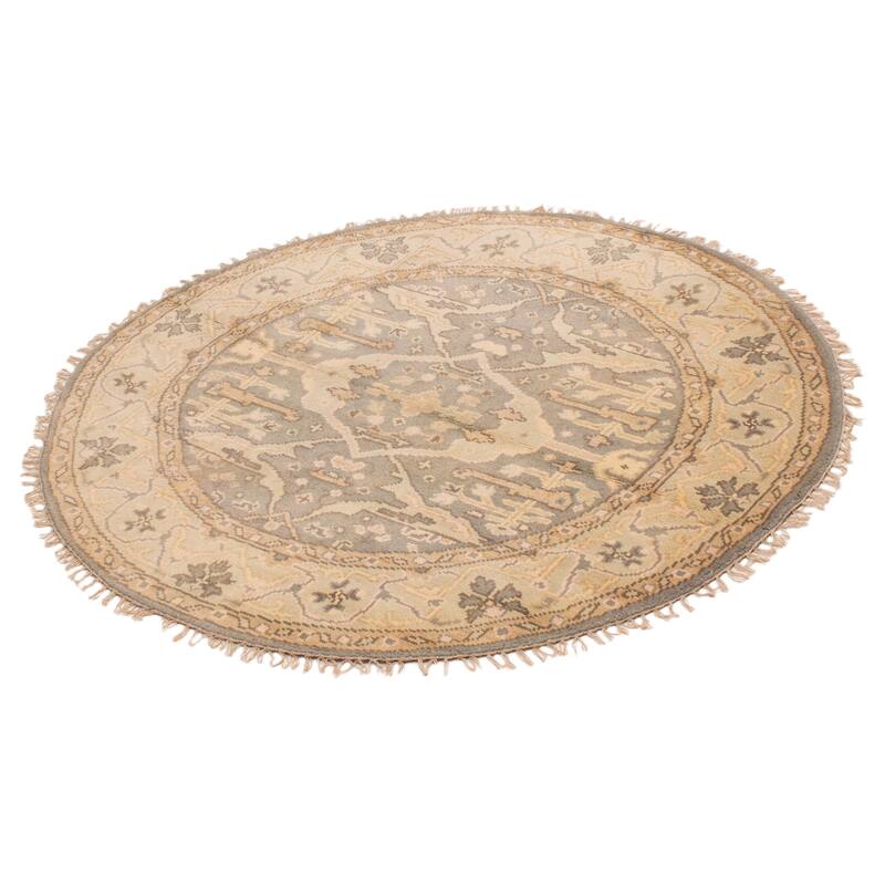 ECARPETGALLERY Hand-knotted Royal Oushak Grey Wool Rug - 5'0 x 5'0