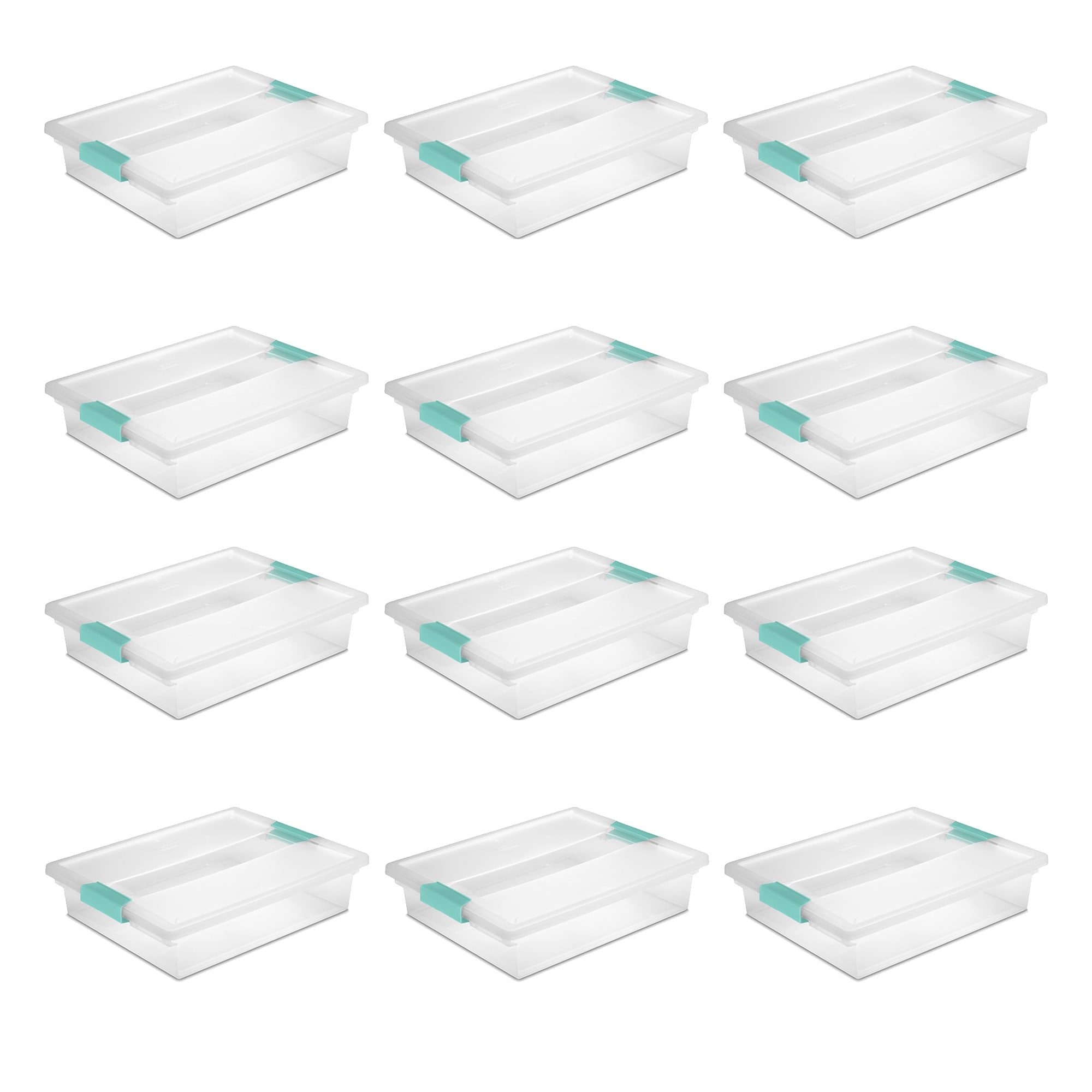  Sterilite 6 Quart Clear Latch Lid Stackable Storage Box Tote,  12 Pack, and Small Clear Latch Lid File Clip Box, 12 Pack for Household  Organization : Office Products