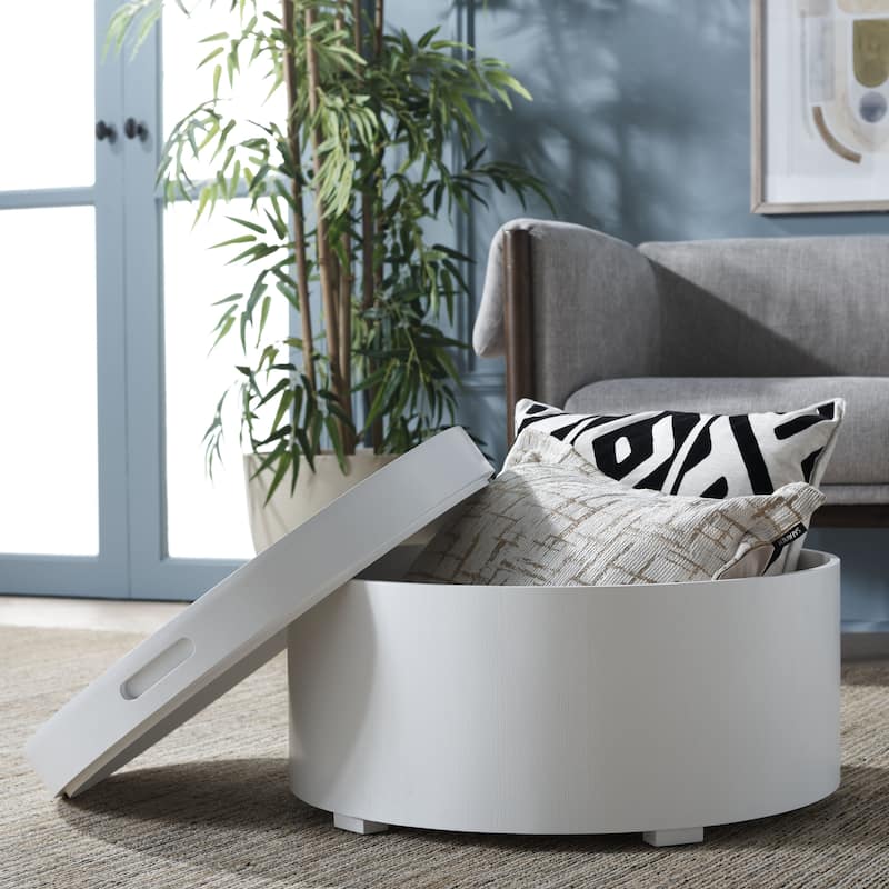 SAFAVIEH Home Collection Rafaela Round Tray Top Coffee Table With Storage - 23" L x 23" D x 13" H