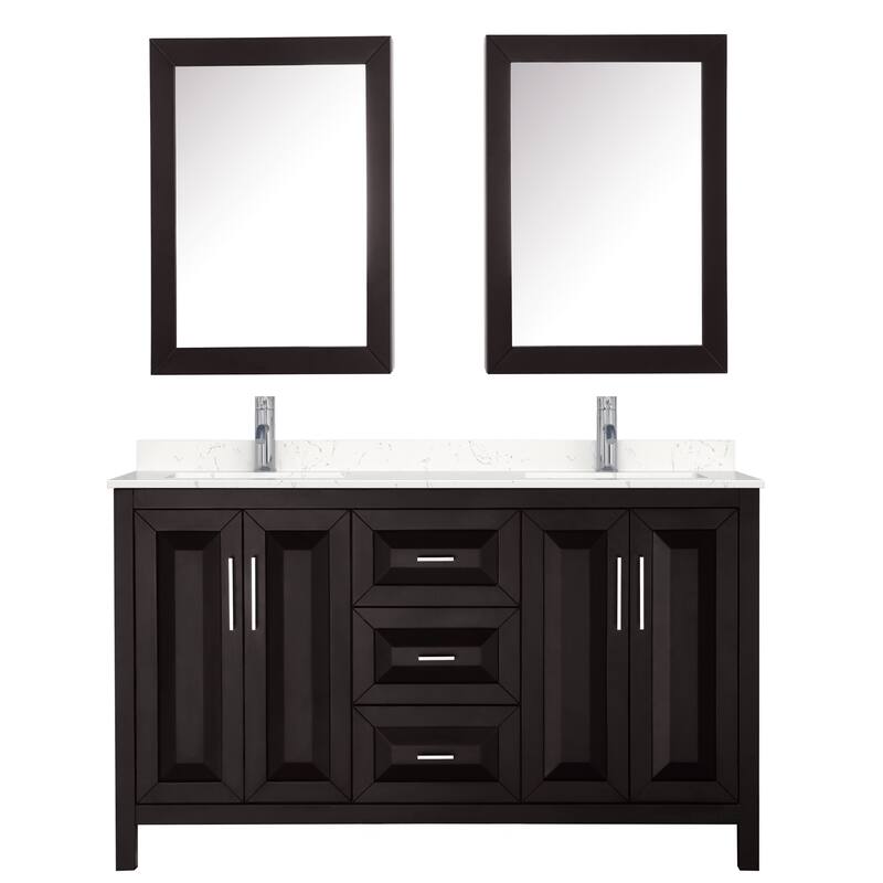 Daria 60 Inch Double Vanity, Cultured Marble Top, Medicine Cabinets