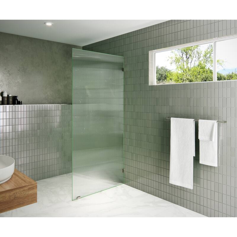 Glass Warehouse 36" x 78" Frameless Shower Door - Single Fixed Panel Fluted Frosted