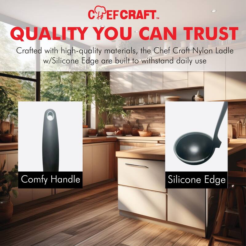 Chef Craft 12-inch Nylon Serving Ladle with Silicone Edge
