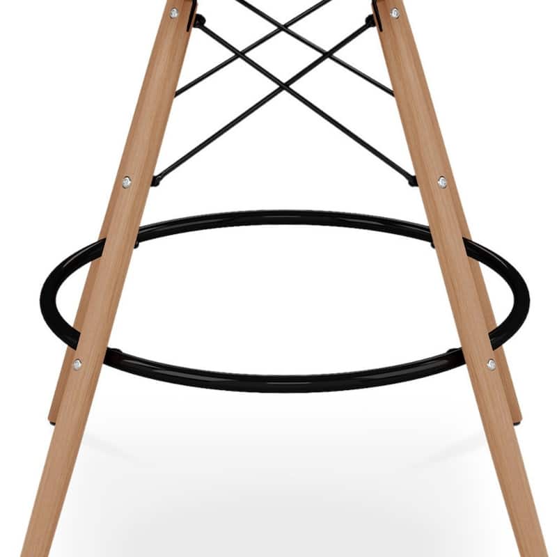 Wood Plastic Bucket Seat Counter Height Chair with Arms and Footrest - 19” x 23” x 47” (D x W x H)