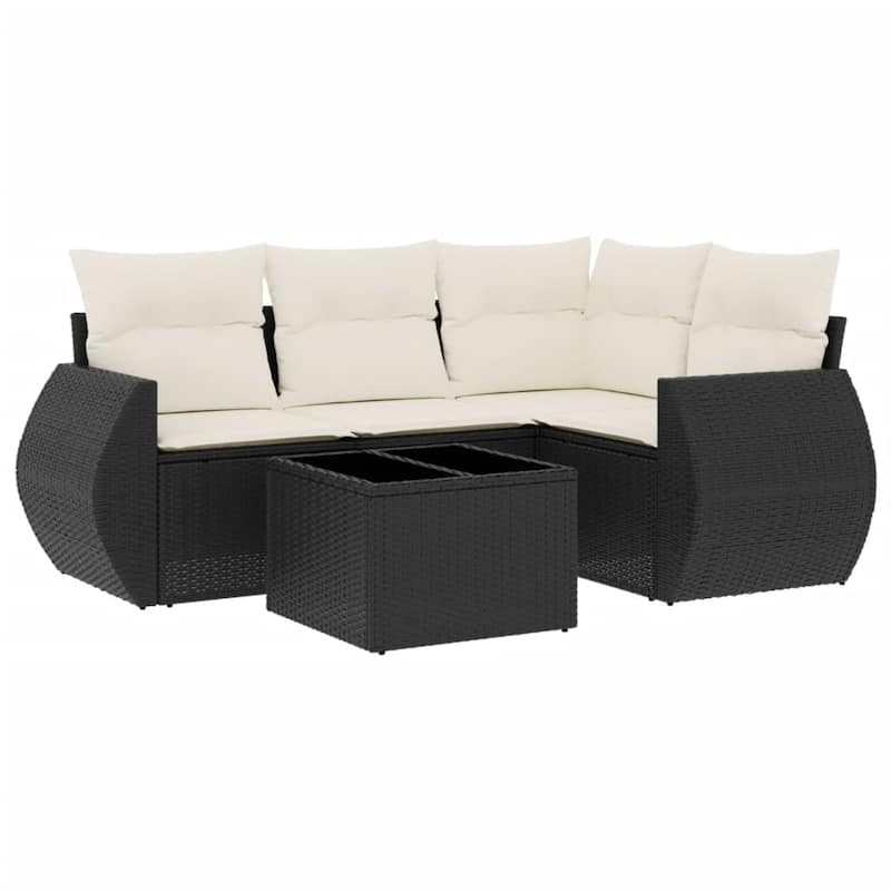 vidaXL Patio Sofa Set with Cushions Outdoor Conversation Furniture Poly Rattan