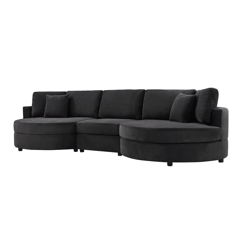 Christopher Knight Home - Xanthippe 3 Seater Upholstered Curved Design Sofa with Throw Pillow