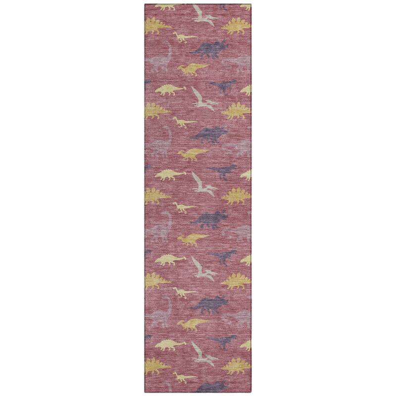 Machine Washable Indoor/ Outdoor Modern Dinosaur Chantille Rug