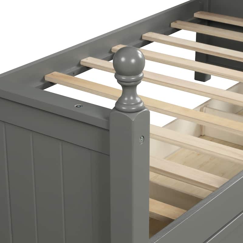 Grey Solid Wood Twin Daybed with 3 Drawers