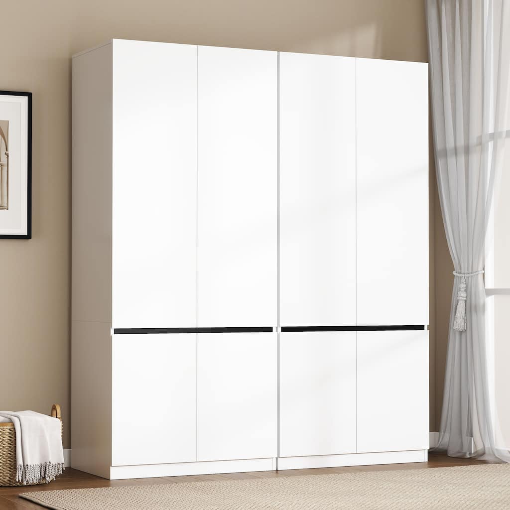 75" Large Modular Armoire Wardrobe Closet, Clothes Organizer Closet with Storage Shelves