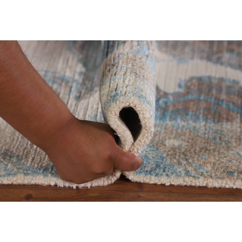 Abstract Oriental Accent Rug Handmade Multi-Color Wool Carpet - 2'8"x 4'9"