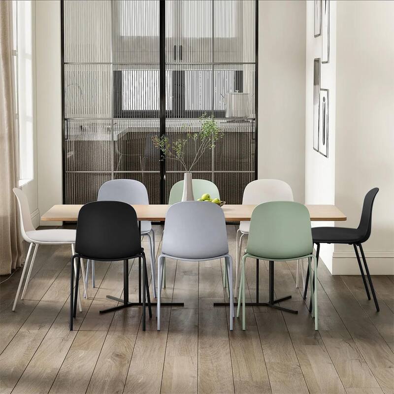 Set of 2 Plastic Eiffel Molded Shell Retro Dining Chairs Accent For Living Room Kitchen Chrome Desk Designer Office