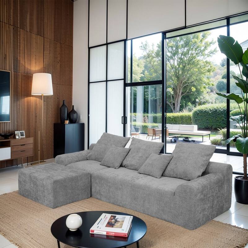 Sofa 111-in Casual Gray 3 -seater Reclining Sectional - 8' x 10'