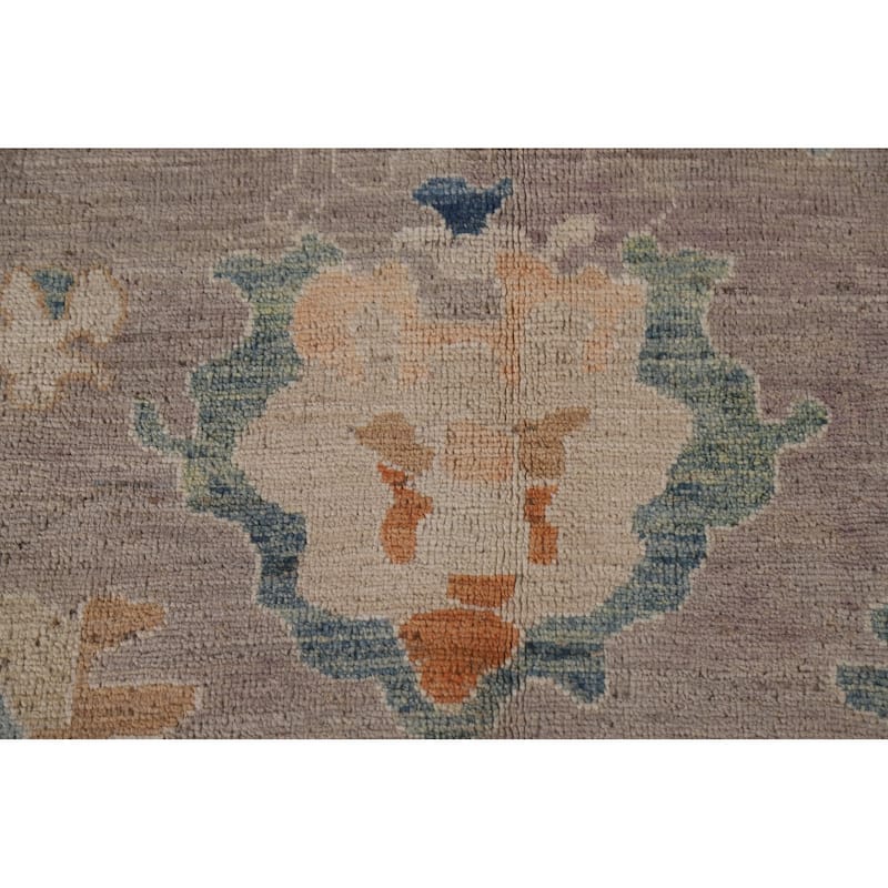 Floral Oushak Turkish Area Rug Handmade Grey Wool Carpet - 9'4"x 12'2"