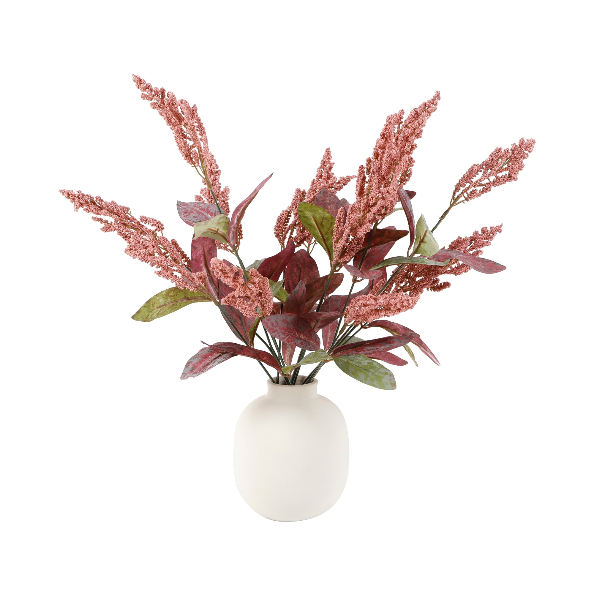 Pink Faux Floral Arrangement in White Vase