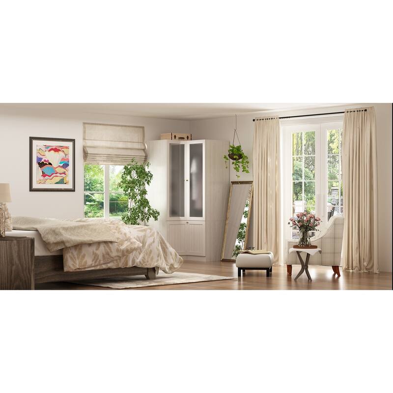 Large Glass Combination Cabinet: Contemporary Storage Closet Armoires