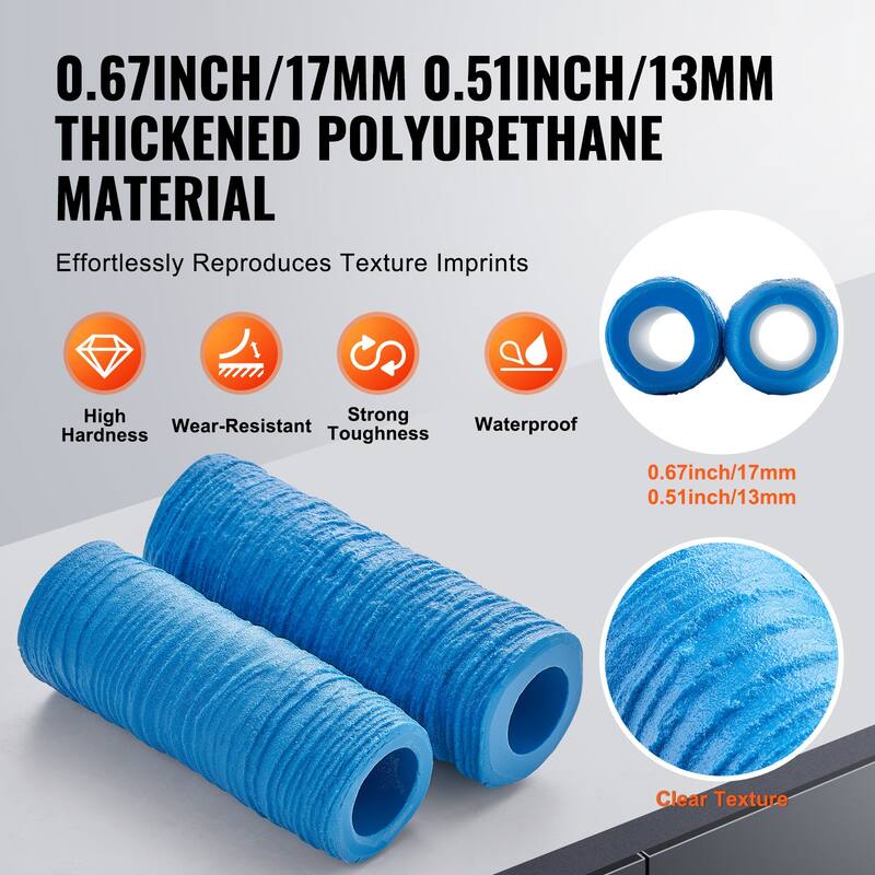 UIMOSO Concrete Stamps, 8-1/2 x 3 in & 7-1/2 x 2 in, Concrete Polyurethane Stamp Roller Stone Tile Texture Mat