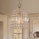 preview thumbnail 6 of 53, Vintage Glam Crystal Bird Cage Lantern Chandelier - Distressed Brass