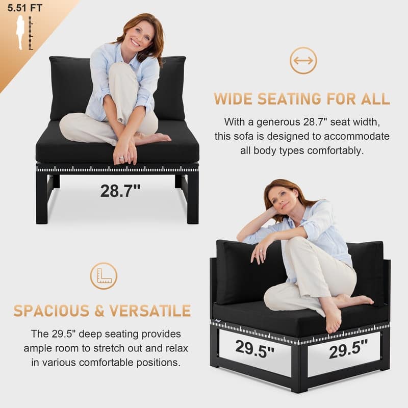 FINCATI Aluminum Outdoor Patio Furniture Conversation Sectional Sofa Set