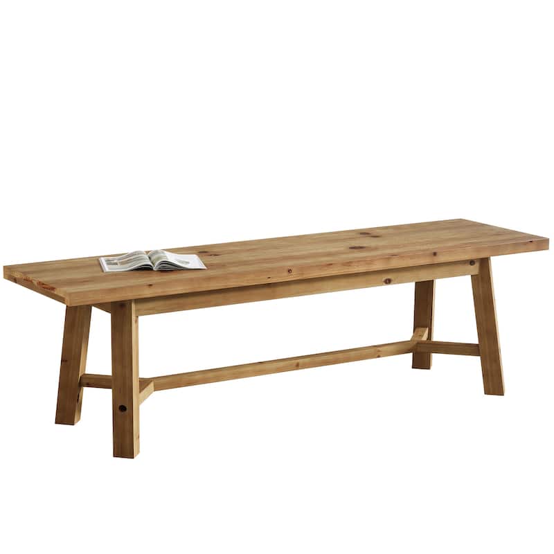 55.1'' Solid Wood Dining Bench, Farmhouse Real Wood Kitchen Bench Long Entryway Bench