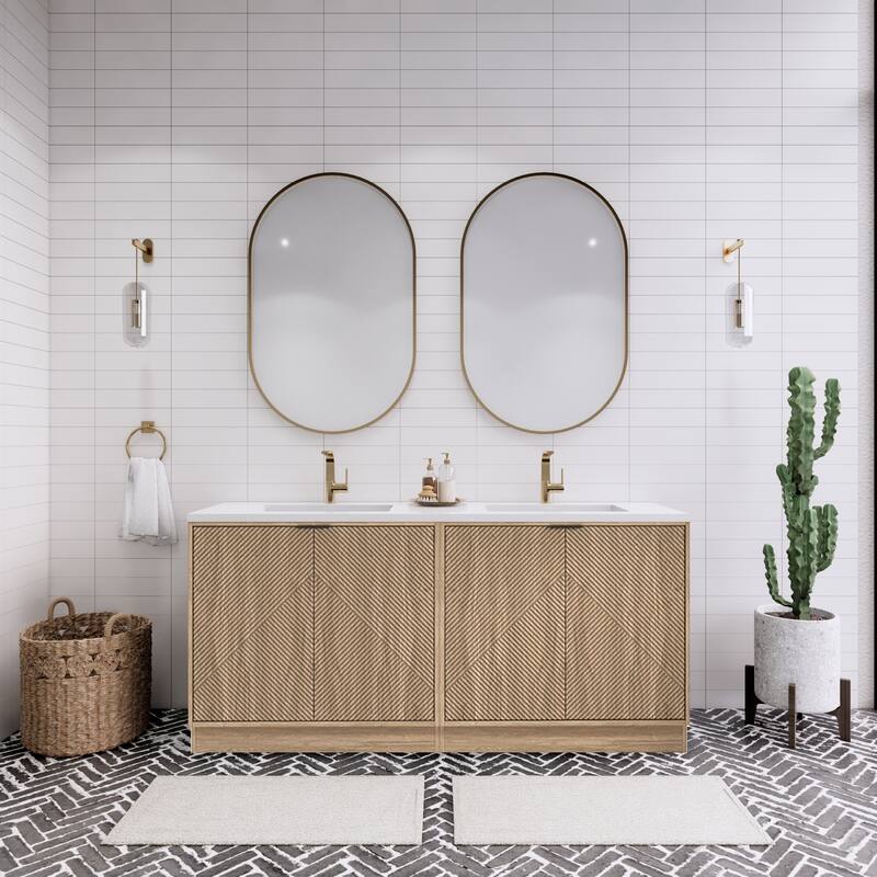 Milano 72" Freestanding Bathroom Vanity with Double White Sink