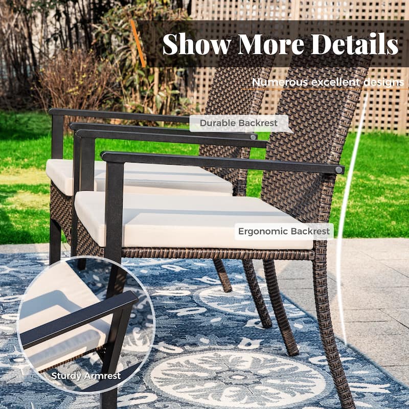 MAISON ARTS 7/9-piece Patio Dining Set, Expendable Rectangular Outdoor Dining Table with Rattan Chairs