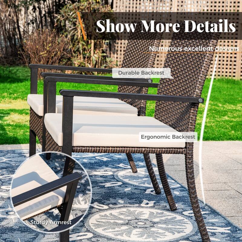 7-piece Patio Dining Set, 6 Sling Patio Rattan Dining Chairs and 1 Metal Dining Table
