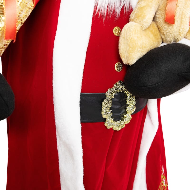 African American Standing Santa Claus with Presents Christmas Decoration - 5'