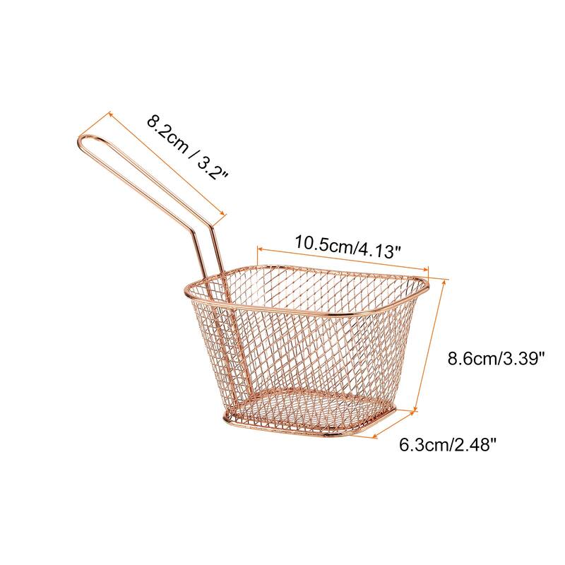 Mini Square Fry Basket Reusable Holder Fry Chip Basket Copper 2Pcs - 4.13x3.39x2.48Inch - Copper - 4.13x3.39x2.48Inch