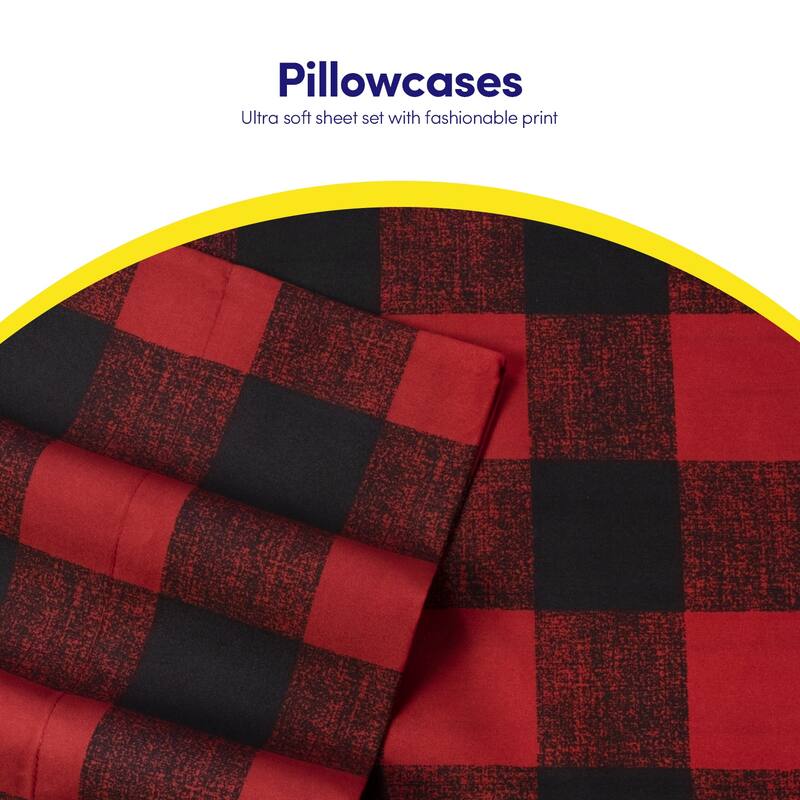 Sweet Home Collection 4 Piece Buffalo Check Bed Sheet Set