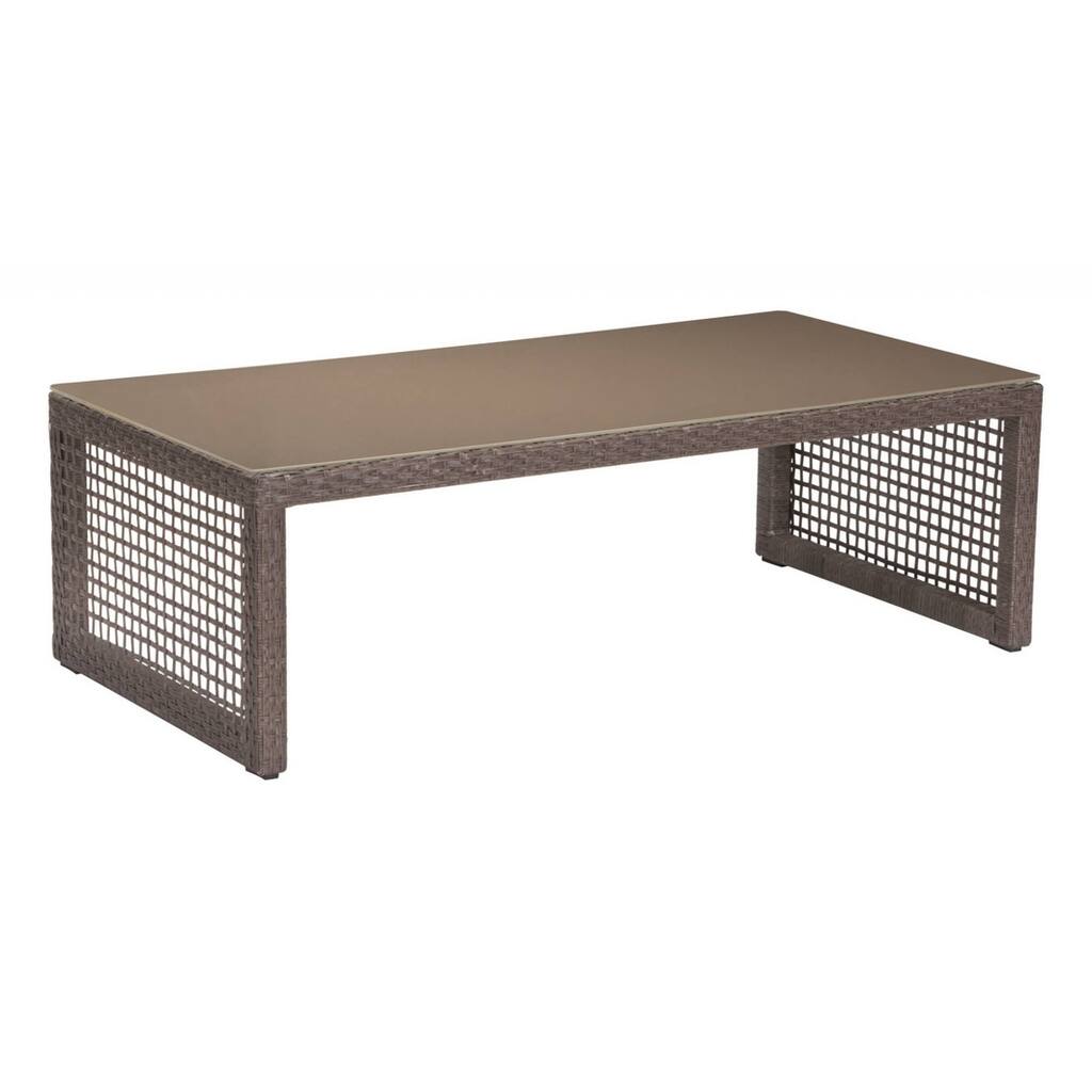 39.4" X 19.7" X 16.3" White Tempered Glass Beach Coffee Table