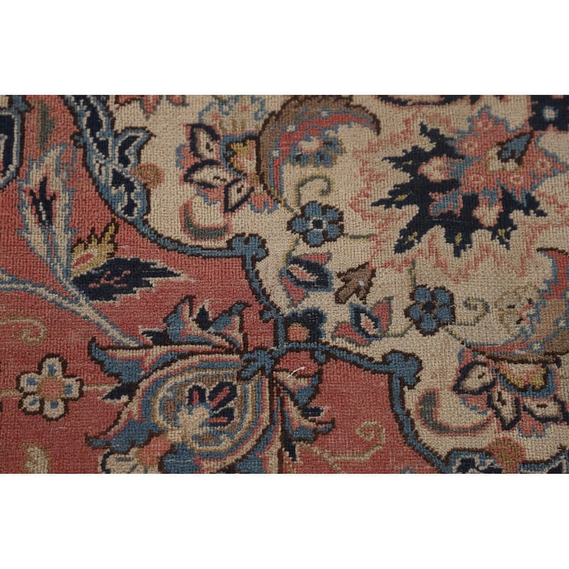 Pink Isfahan Persian Vintage Area Rug Hand-Knotted Wool Carpet - 6'7"x 10'2"