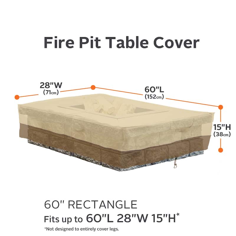 Classic Accessories Veranda Water-Resistant 60 Inch Rectangular Fire Pit Table Cover