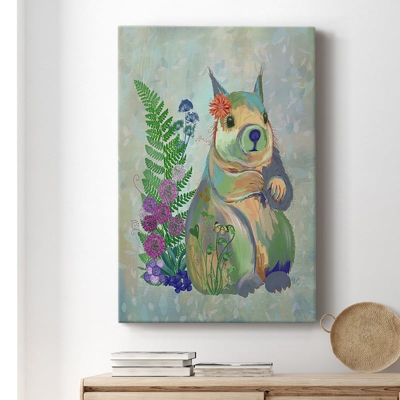 Fantastic Florals Squirrel Premium Gallery Wrapped Canvas - Ready to Hang