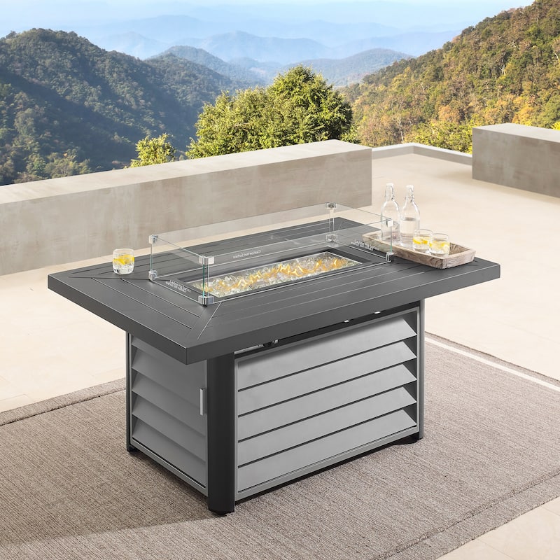Corvus Wevok Rectangle Aluminum Propane Fire Pit Table