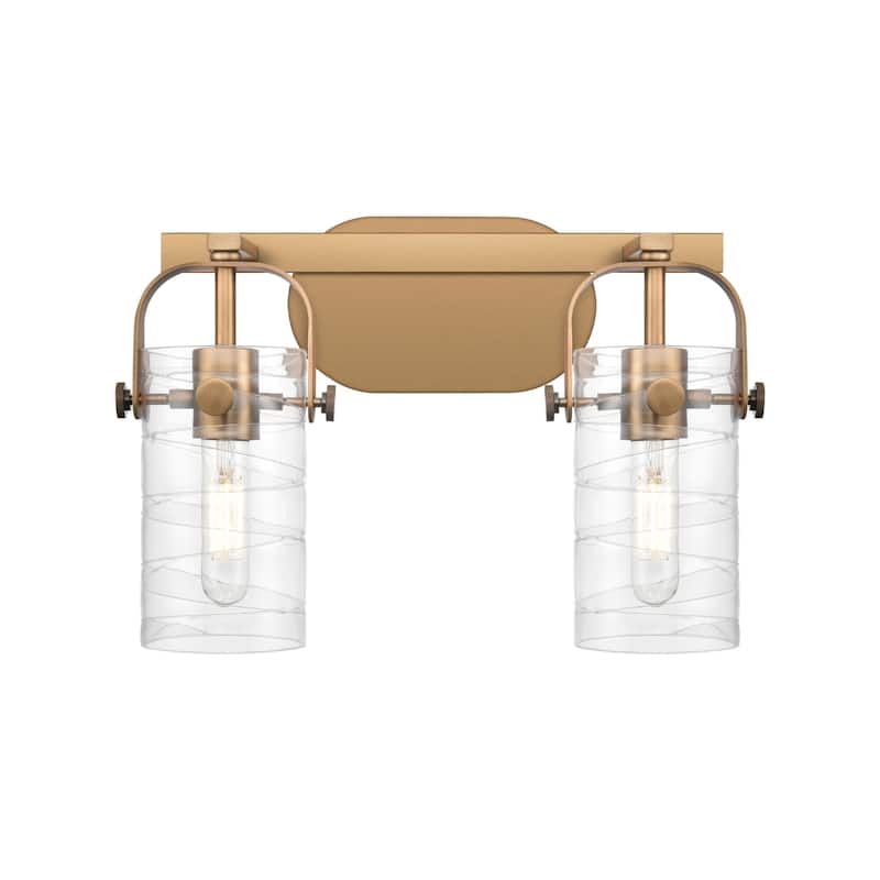 Innovations Lighting 423-2W-10-15 Pilaster II Cylinder Vanity Pilaster - Brushed Brass / Deco Swirl