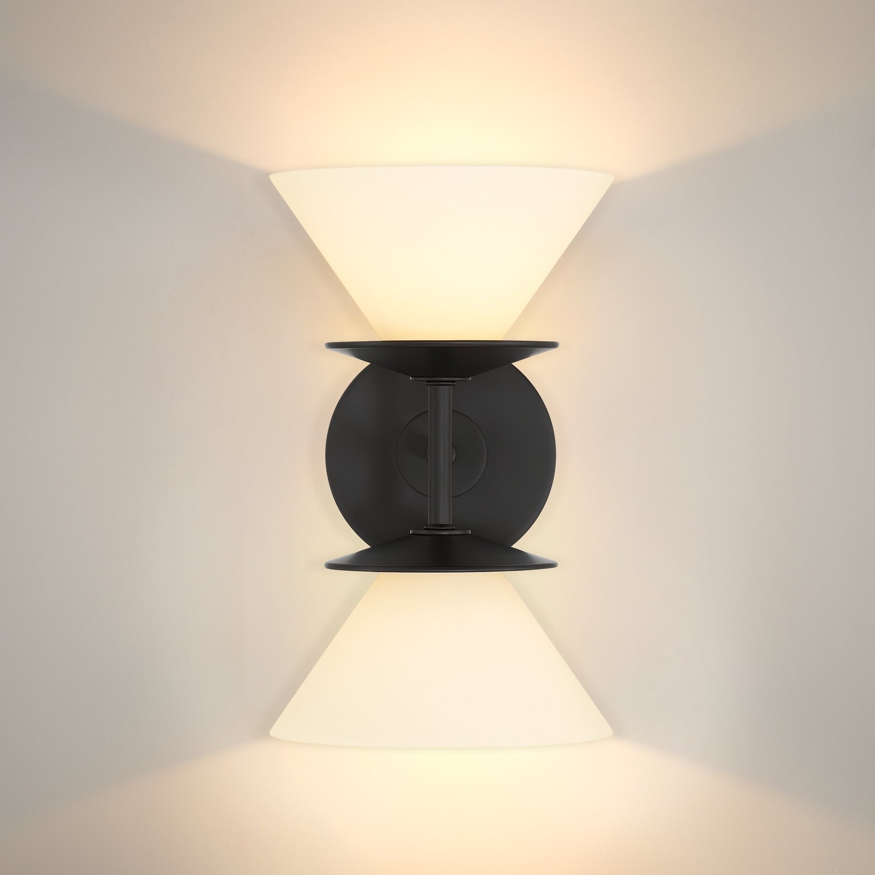 Thesis Tremolo 11-inch 2-light Matte Black and Champagne Gold Vanity Light with Etched Opal Glass