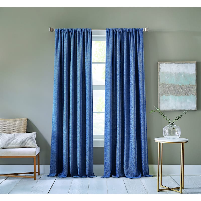 DKNY Boucle Chenille Window Curtain Panel Pair - 96 inches - Indigo