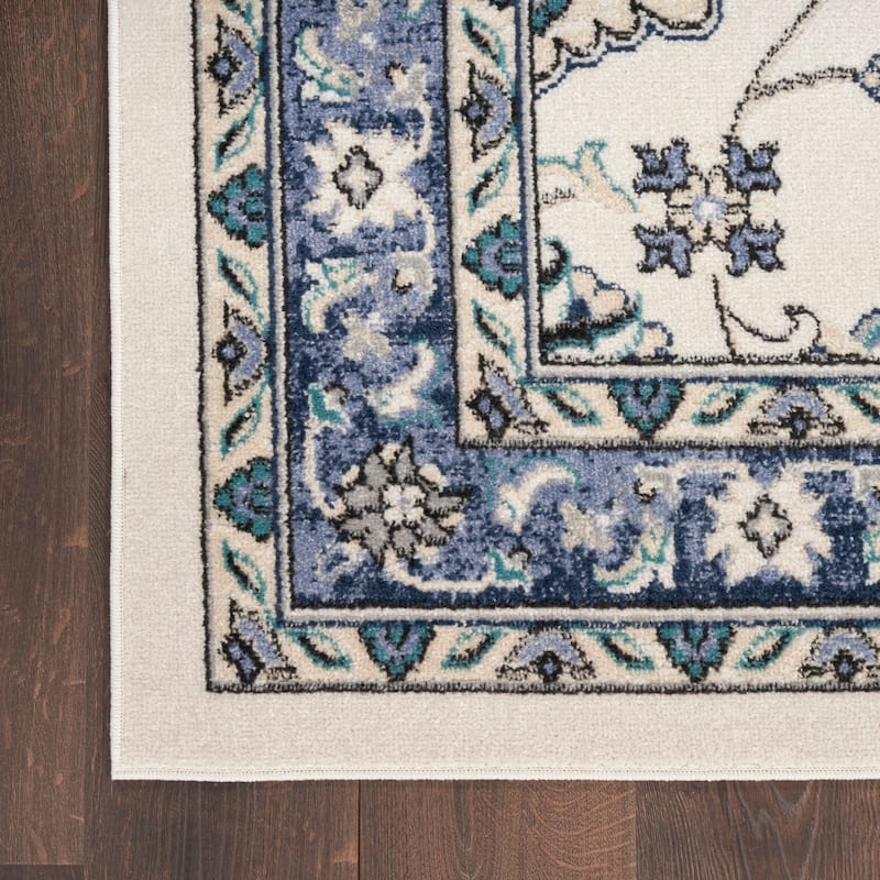 Nourison Essentials Indoor/Outdoor Persian Area Rug - 8' Runner - Ivory/Blue