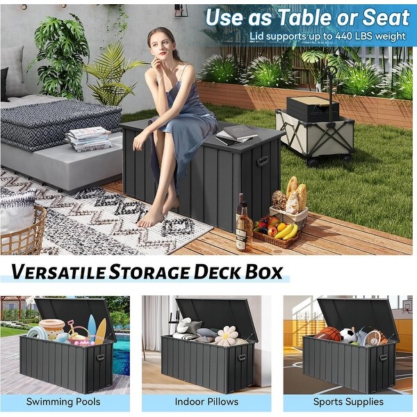 Outdoor Storage Box,120 Gallon Metal Deck Box Built-in a Oxford