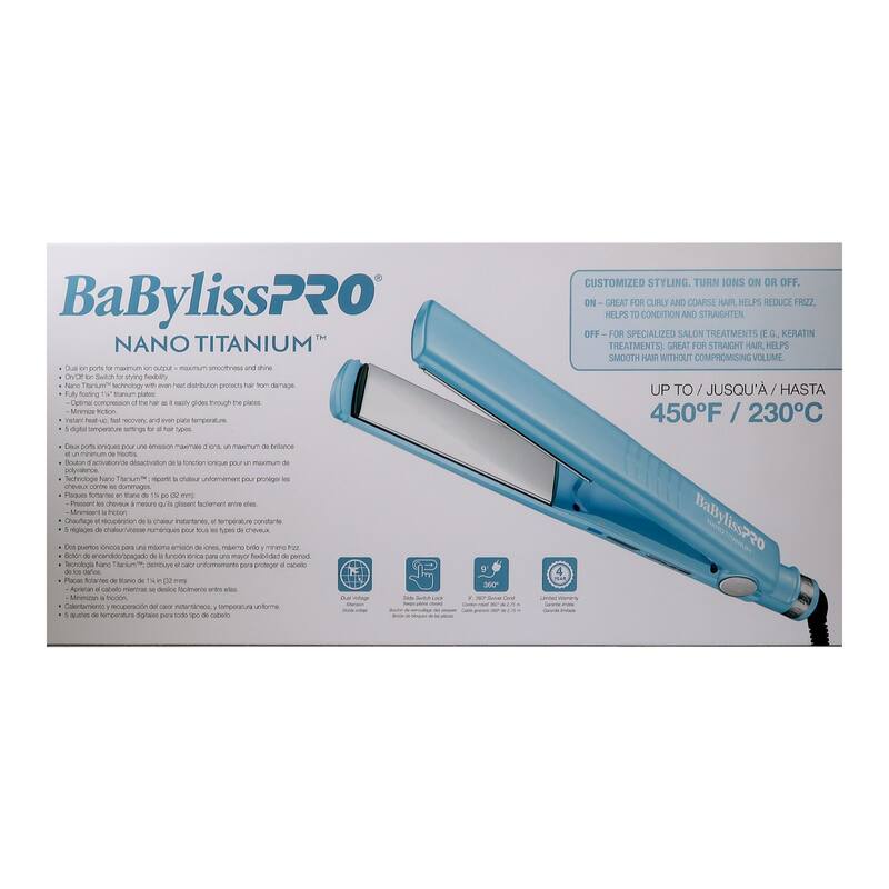 BaByliss Pro Nano Titanium Professional Dual Ionic Flat Iron 1¼" #BNT9125TUC + Nano Titanium 1 1/4" Spring Curling Iron BNT125S