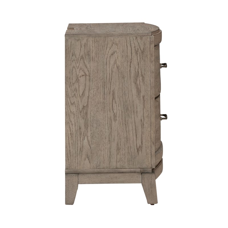 Avalon Burnished Beige Oak King Upholstered Storage Bed Bedroom Set