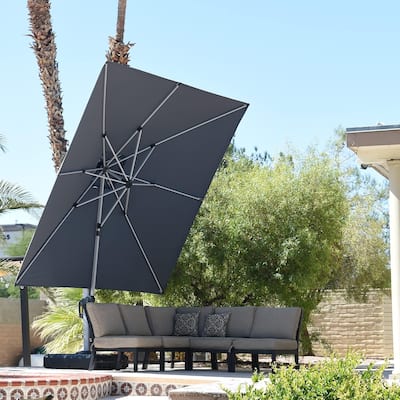 PURPLE LEAF 11ft Square Patio Cantilever Umbrella with Base Included