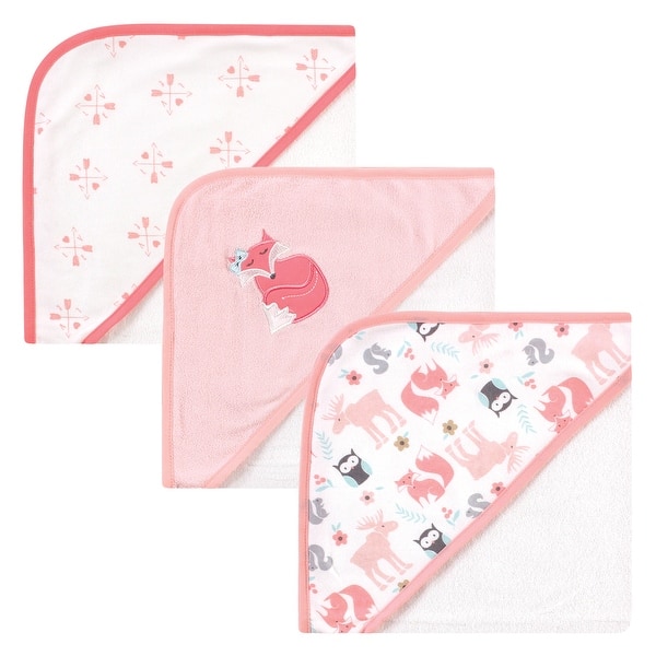 slide 1 of 1, Hudson Baby Infant Girl Cotton Rich Hooded Towels, Pink Fox, One Size - Pink Fox - One Size One Size - Pink Fox