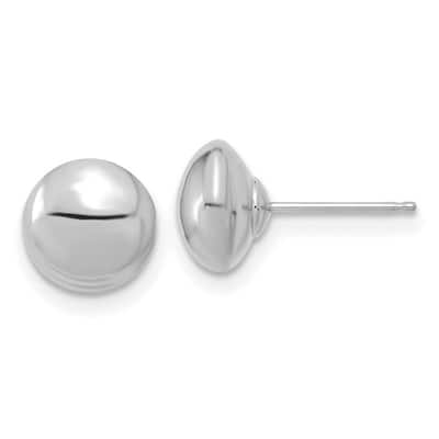 Curata 14k White Gold Polished 8mm Button Post Earrings