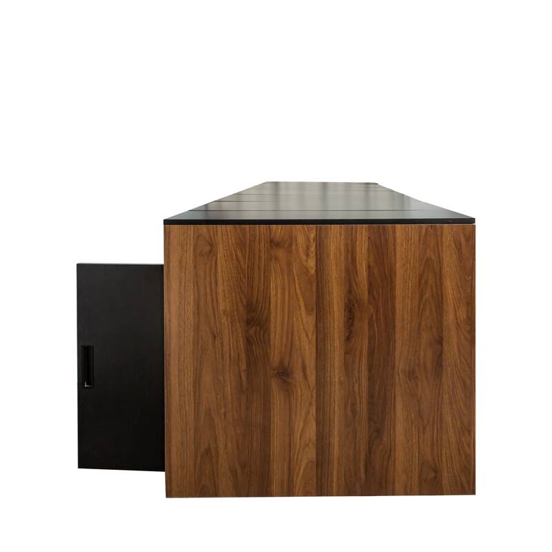 Modern Multifunctional Extendable Dining Table with Outlet, Space Saving Expanding Table with Storage for Party, Weddings