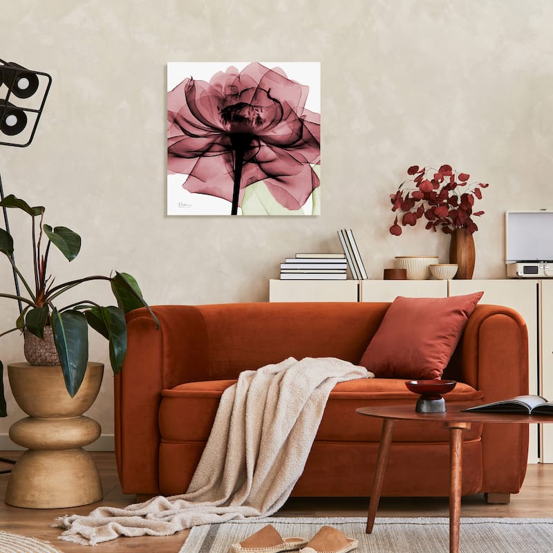 "Chianti Rose II" Rose Flower Wall Art on Frameless Free Floating Tempered Glass Panel - Pink