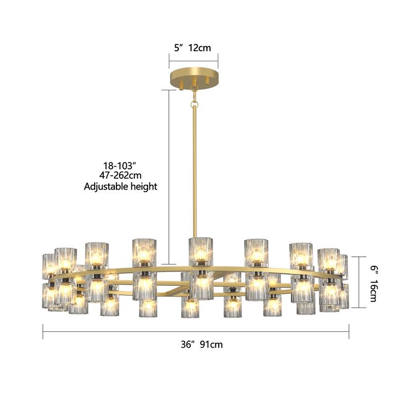 Modern 36" Gold Round Chandelier